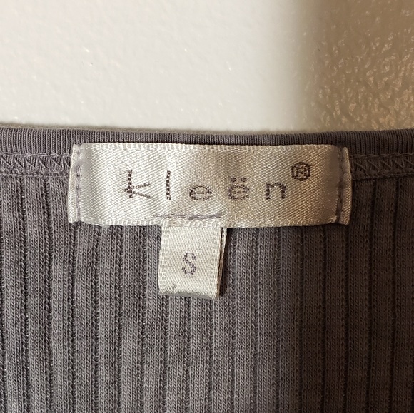 Linen & ribbed cotton button down peplum top - Picture 4 of 5